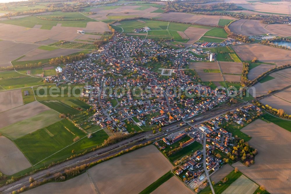 Aerial image Roeschwoog - Village view in Roeschwoog in Grand Est, France