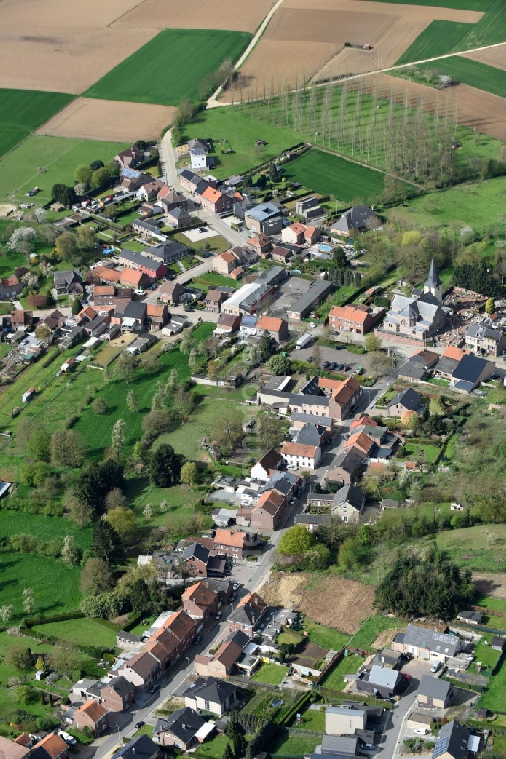 Aerial image Rosmer - Village view of Rosmer in Vlaan deren, Belgium