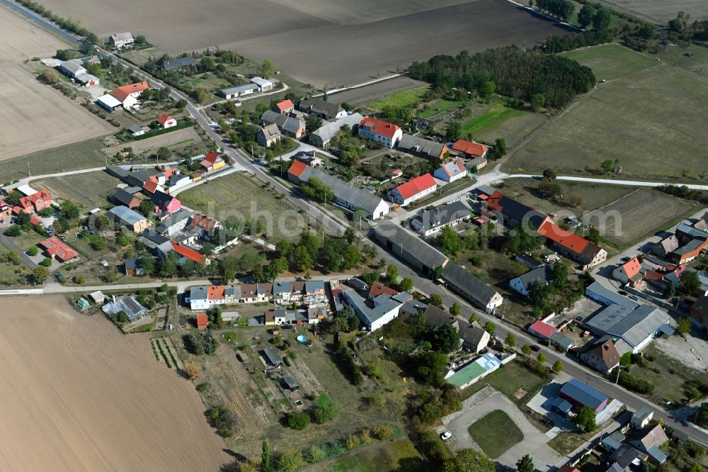 Sachsendorf from above - Village view in Sachsendorf in the state Saxony-Anhalt, Germany