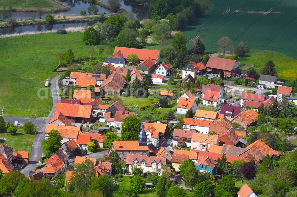 Sallmannshausen from above - Village view in Sallmannshausen in the state Thuringia, Germany