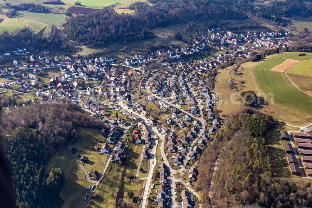 Sulz am Eck from the bird's eye view: Village - view on the edge of black forestin Sulz am Eck in the state Baden-Wuerttemberg, Germany