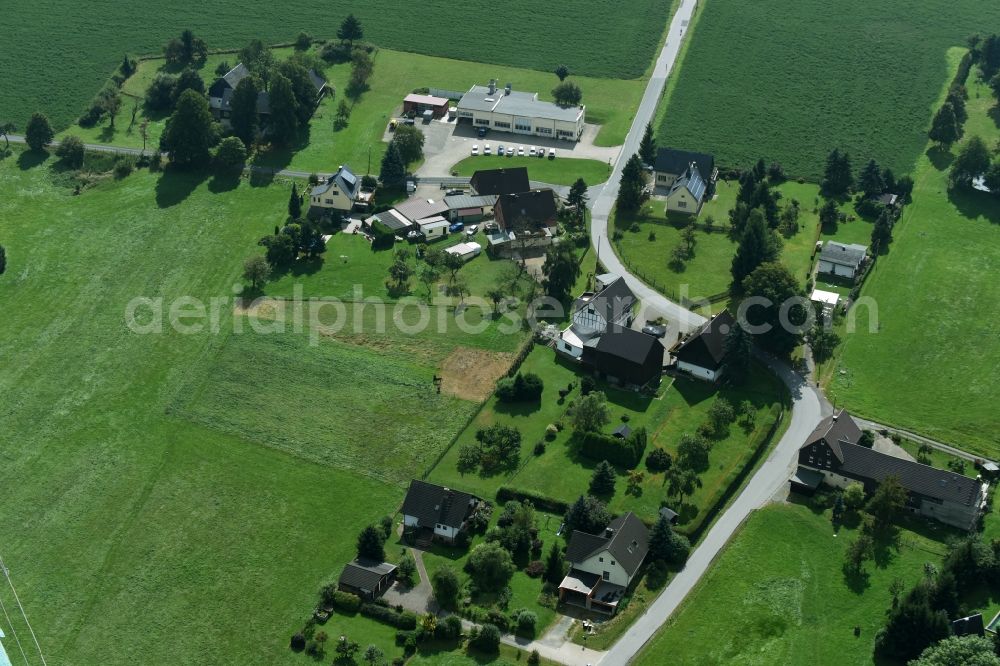 Beutha from above - View of the village of Beutha and car body shop Loescher in the state of Saxony