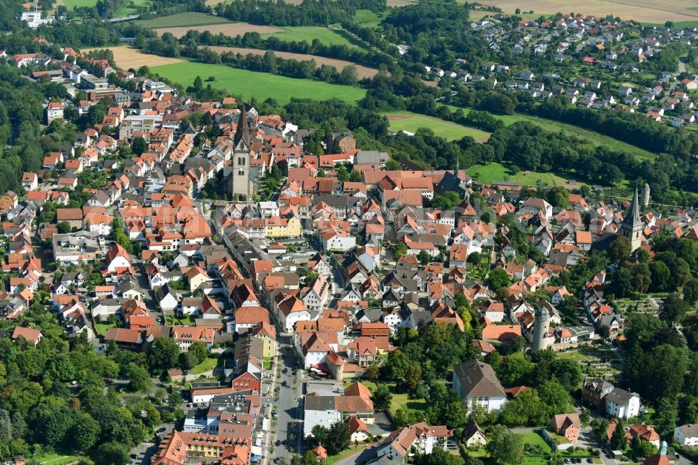 Warburg from the bird's eye view: Village view in Warburg in the state North Rhine-Westphalia, Germany
