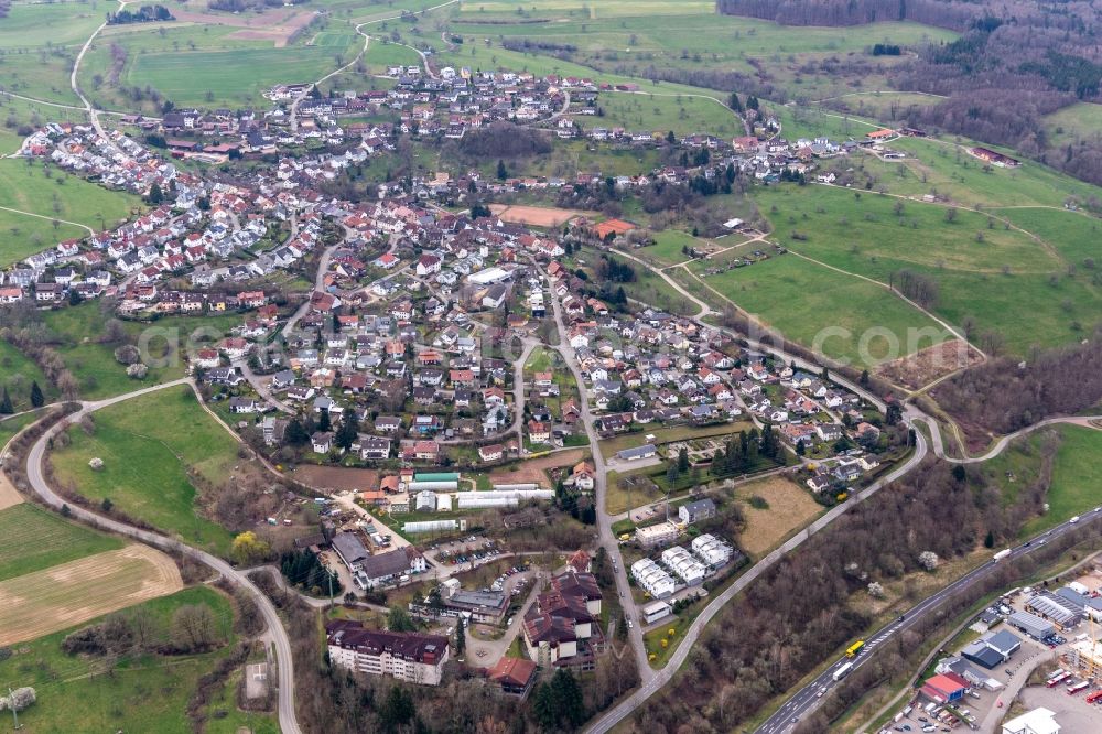 Wiechs from the bird's eye view: Village view in Wiechs in the state Baden-Wuerttemberg, Germany