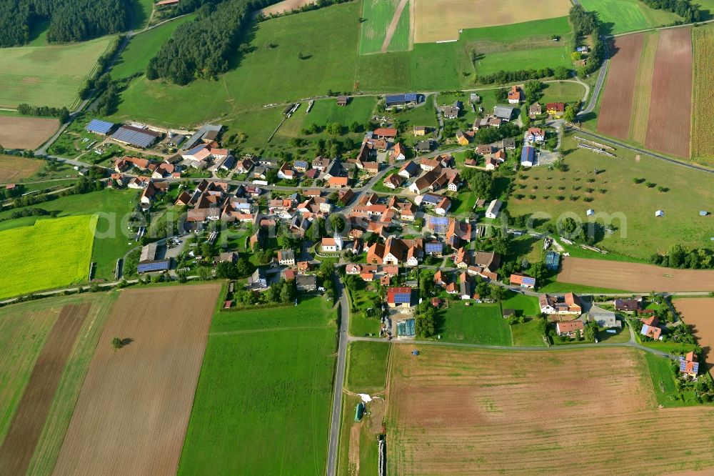 Aerial photograph Bischwind a.Raueneck - Village - View of the district Hassberge belonging municipality in Bischwind am Raueneck in the state Bavaria