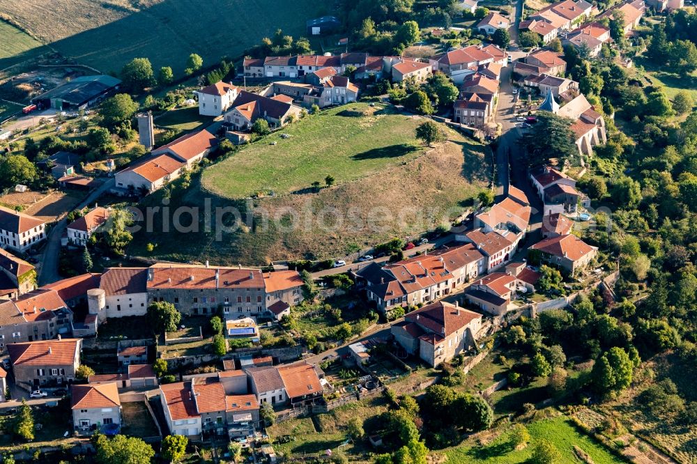 Aerial image Amance - Village with stockpile in the center of Amance in Grand Est, France