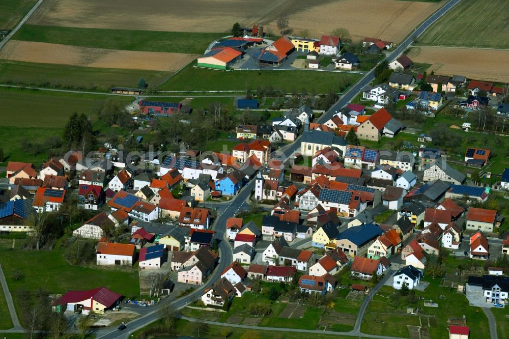 Windischbuch from the bird's eye view: Agricultural land and fields surround the settlement area of a??a??the village of Windischbuch in the state of Baden-Wuerttemberg, Germany