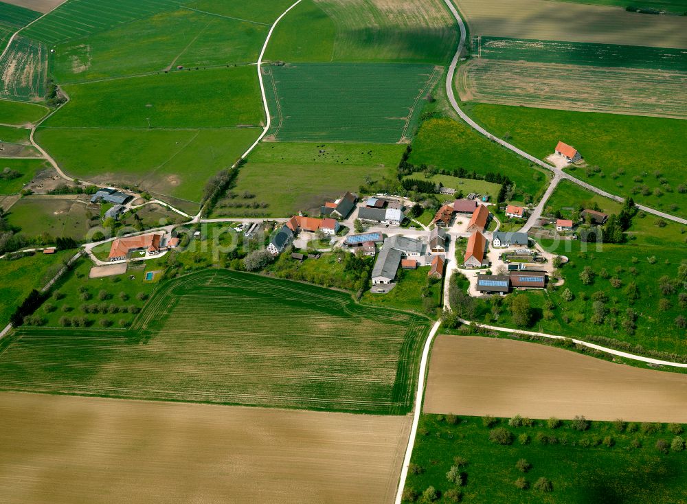 Aerial photograph Aichen - Agricultural land and field boundaries surround the settlement area of the village in Aichen in the state Baden-Wuerttemberg, Germany