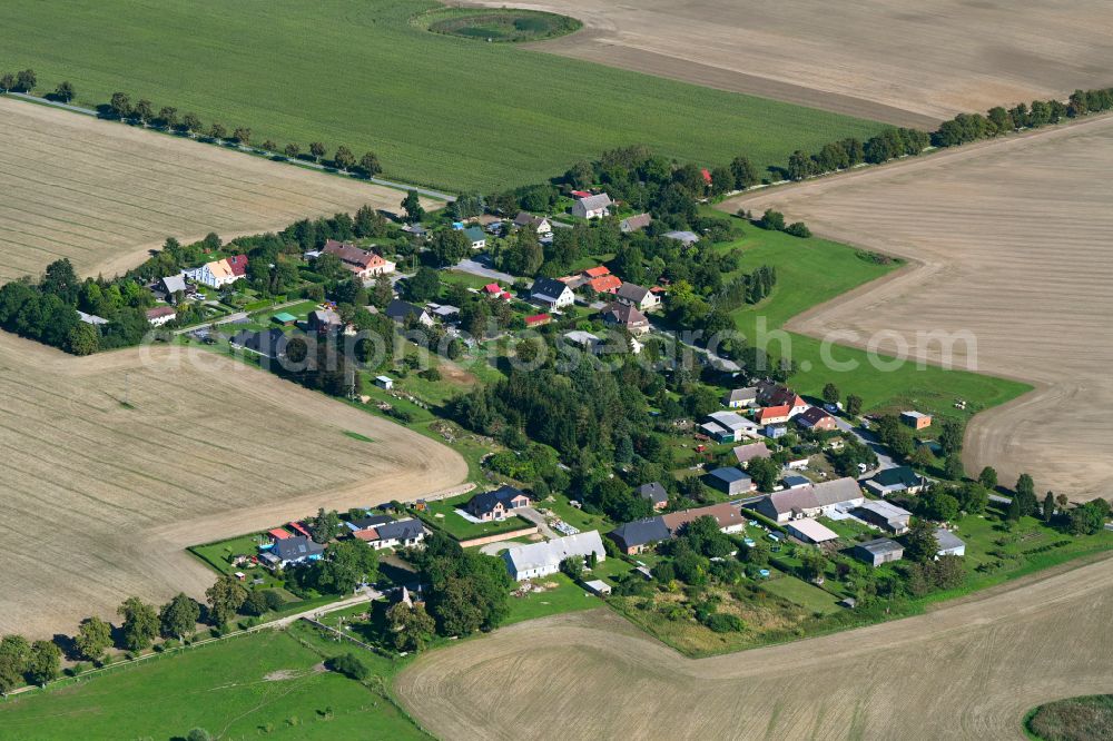 Aerial photograph Barkow - Agricultural land and field boundaries surround the settlement area of the village in Barkow in the state Mecklenburg - Western Pomerania, Germany