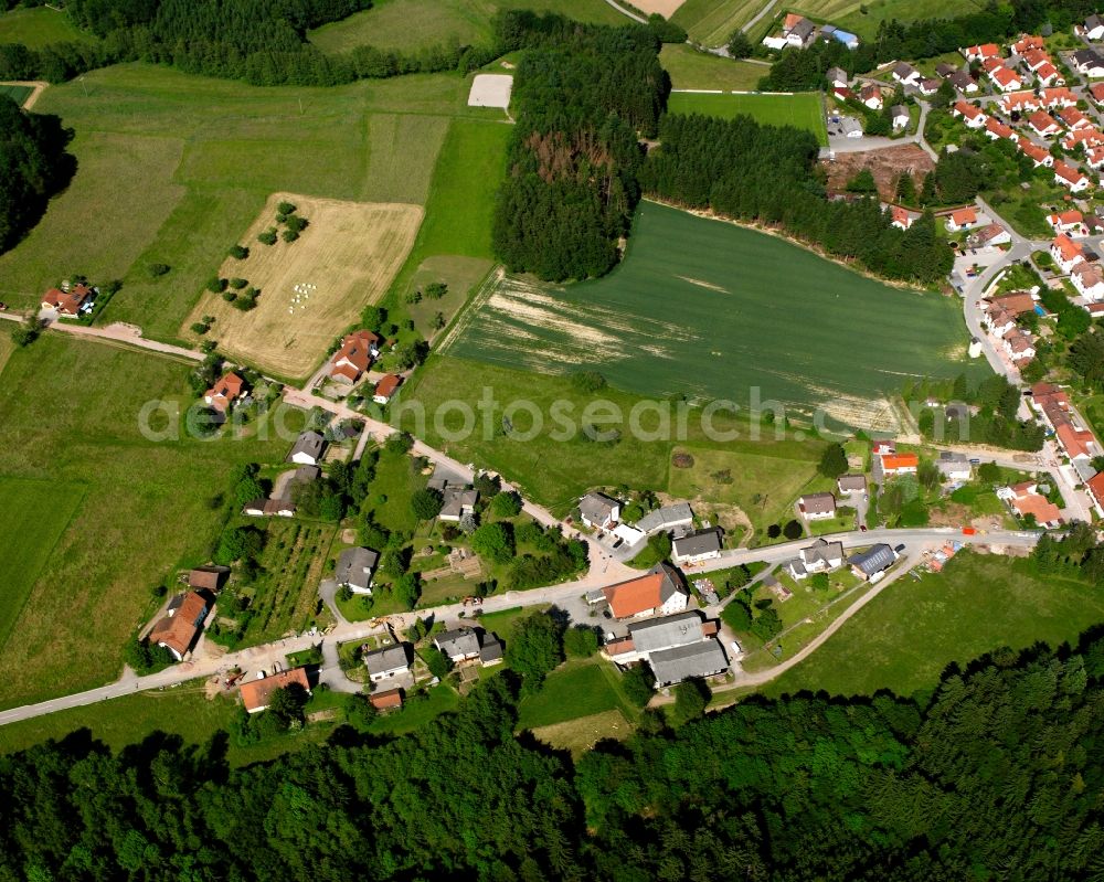 Aerial image Binzgen - Agricultural land and field boundaries surround the settlement area of the village in Binzgen in the state Baden-Wuerttemberg, Germany