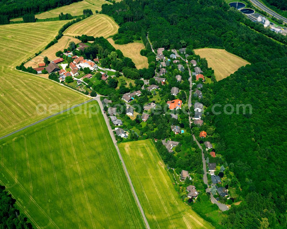 Aerial image Derendingen - Agricultural land and field boundaries surround the settlement area of the village in Derendingen in the state Baden-Wuerttemberg, Germany