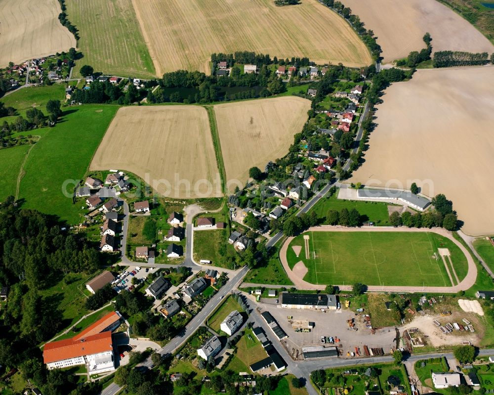 Aerial image Eppendorf - Agricultural land and field boundaries surround the settlement area of the village in Eppendorf in the state Saxony, Germany