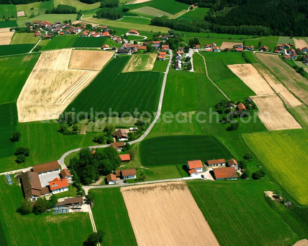 Aerial image Haida - Agricultural land and field boundaries surround the settlement area of the village in Haida in the state Bavaria, Germany