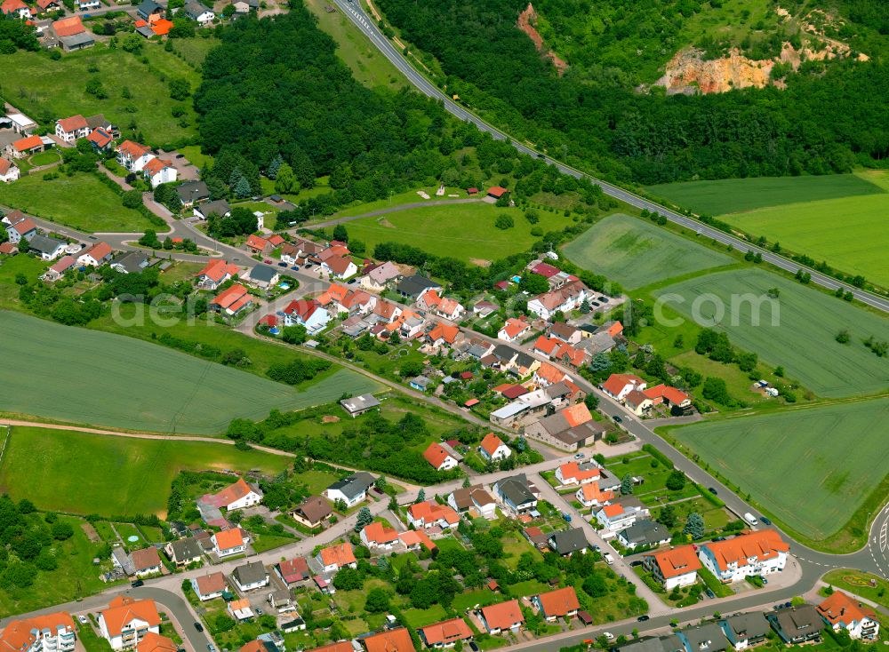 Aerial image Haide - Agricultural land and field boundaries surround the settlement area of the village in Haide in the state Rhineland-Palatinate, Germany