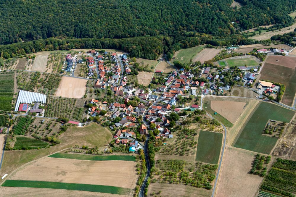 Aerial image Halsbach - Agricultural land and field boundaries surround the settlement area of the village in Halsbach in the state Bavaria, Germany