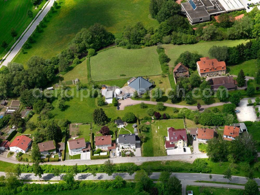 Kleemeisterei from above - Agricultural land and field boundaries surround the settlement area of the village in Kleemeisterei in the state Baden-Wuerttemberg, Germany