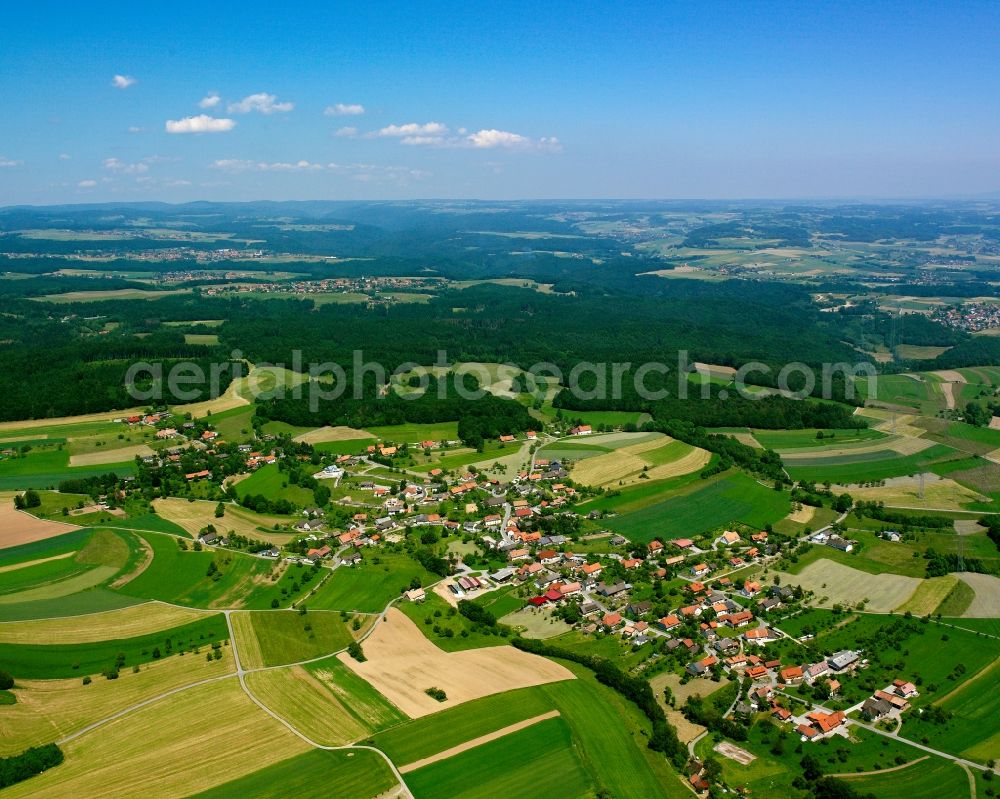 Aerial image Laufenburg - Agricultural land and field boundaries surround the settlement area of the village in Laufenburg in the state Baden-Wuerttemberg, Germany