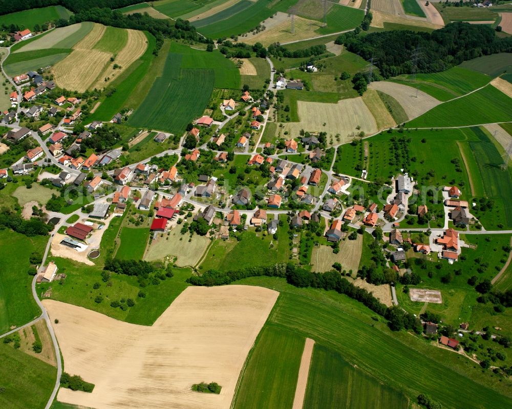 Aerial photograph Laufenburg - Agricultural land and field boundaries surround the settlement area of the village in Laufenburg in the state Baden-Wuerttemberg, Germany