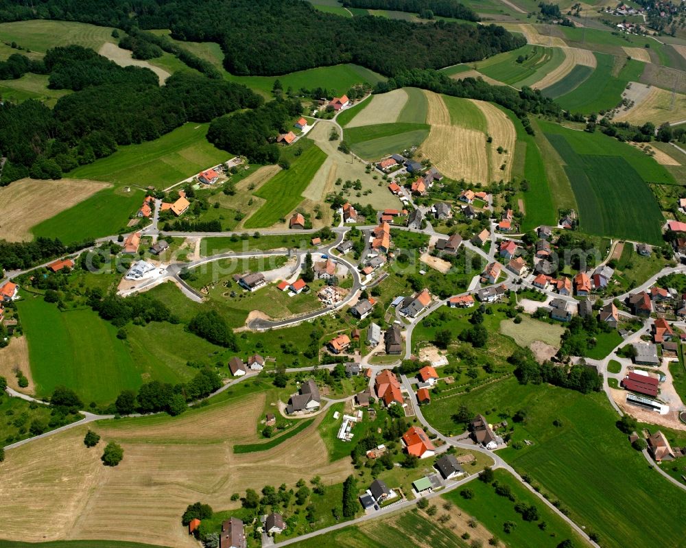 Laufenburg from above - Agricultural land and field boundaries surround the settlement area of the village in Laufenburg in the state Baden-Wuerttemberg, Germany