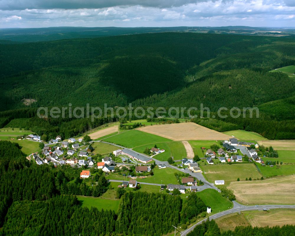 Aerial image Lerchenhügel - Agricultural land and field boundaries surround the settlement area of the village in Lerchenhügel in the state Bavaria, Germany