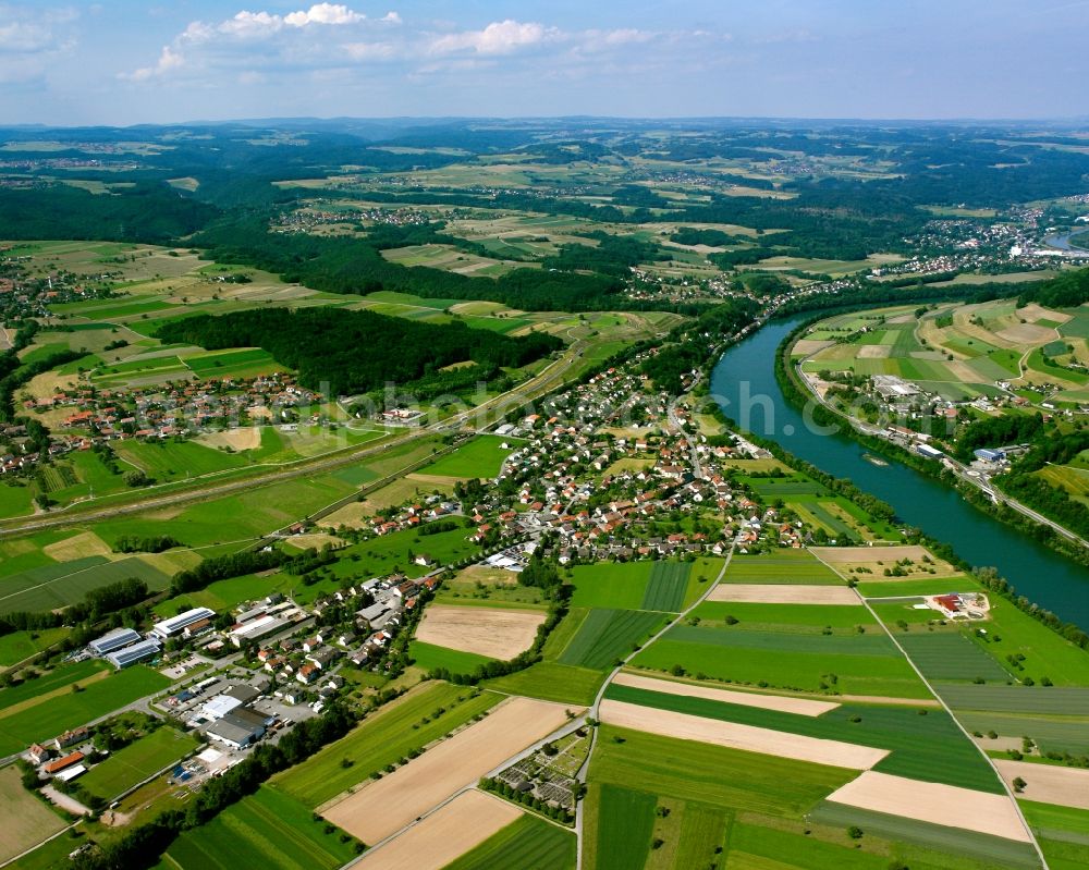 Aerial image Luttingen - Agricultural land and field boundaries surround the settlement area of the village in Luttingen in the state Baden-Wuerttemberg, Germany