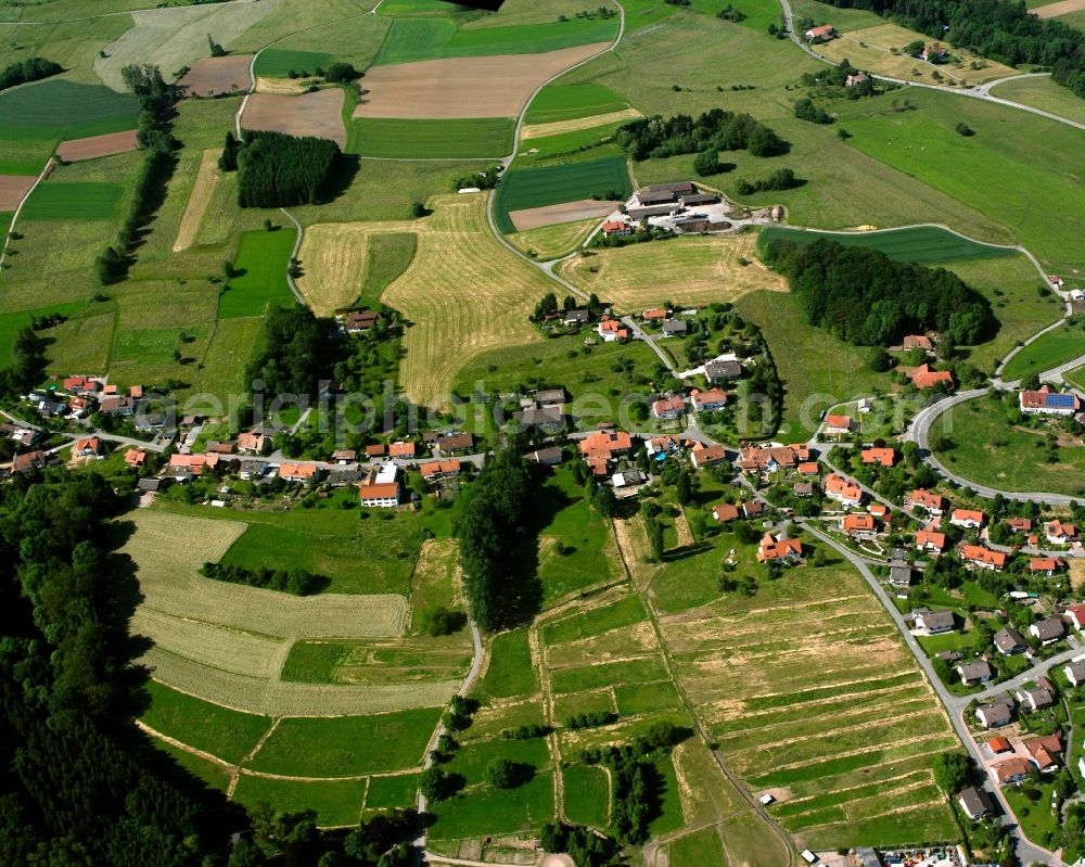 Aerial photograph Murg - Agricultural land and field boundaries surround the settlement area of the village in Murg in the state Baden-Wuerttemberg, Germany