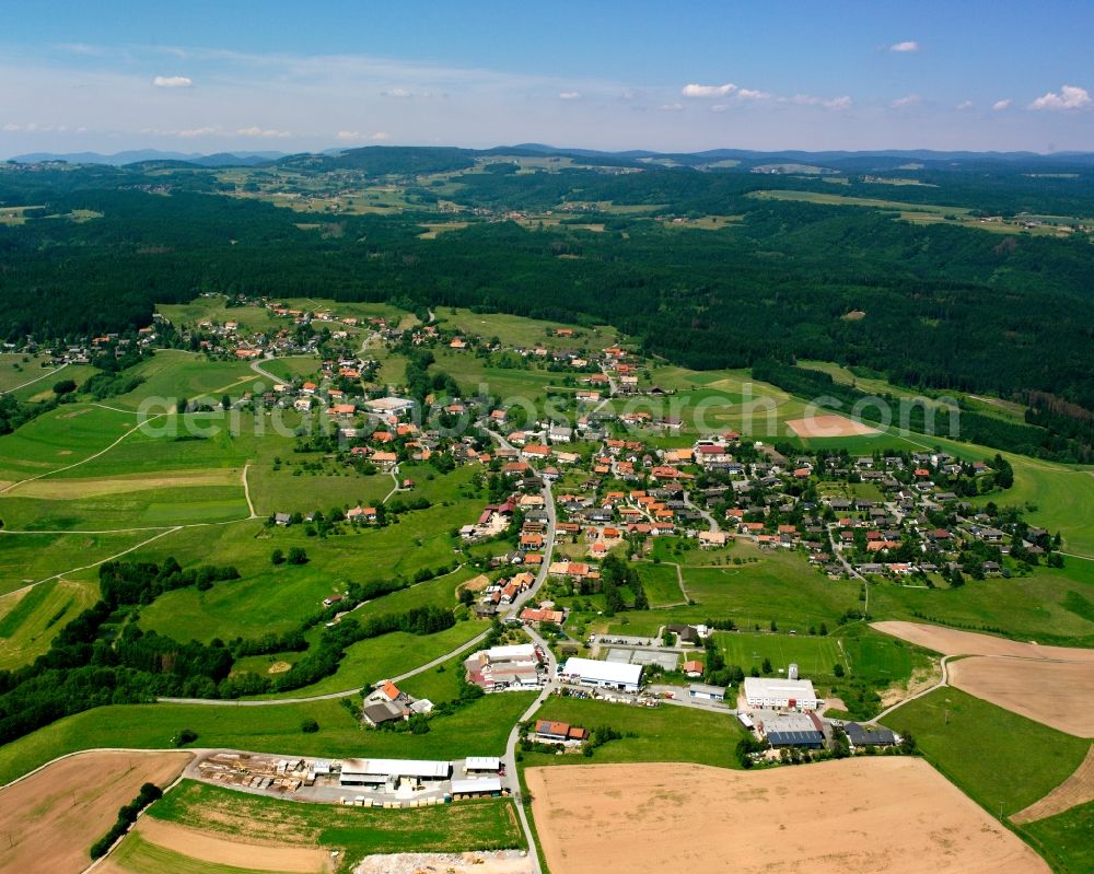 Aerial image Murg - Agricultural land and field boundaries surround the settlement area of the village in Murg in the state Baden-Wuerttemberg, Germany