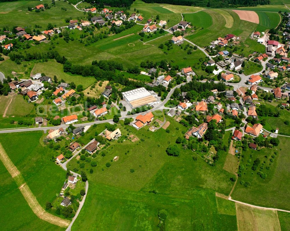 Aerial photograph Murg - Agricultural land and field boundaries surround the settlement area of the village in Murg in the state Baden-Wuerttemberg, Germany