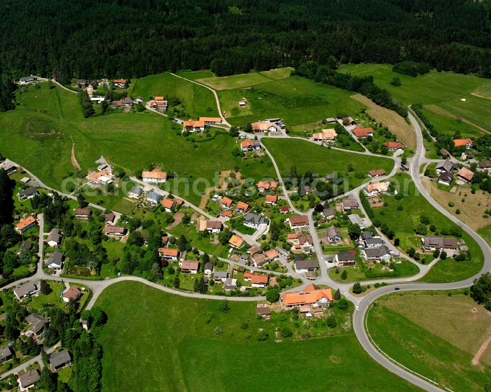 Aerial image Murg - Agricultural land and field boundaries surround the settlement area of the village in Murg in the state Baden-Wuerttemberg, Germany