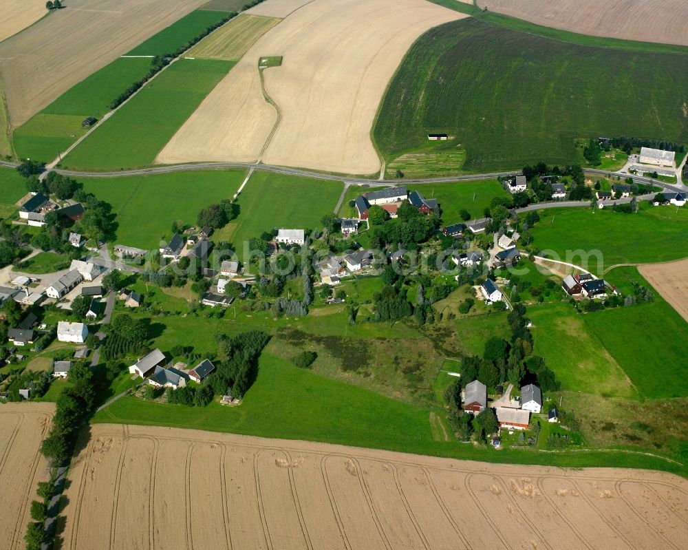 Aerial photograph Nassau - Agricultural land and field boundaries surround the settlement area of the village in Nassau in the state Saxony, Germany