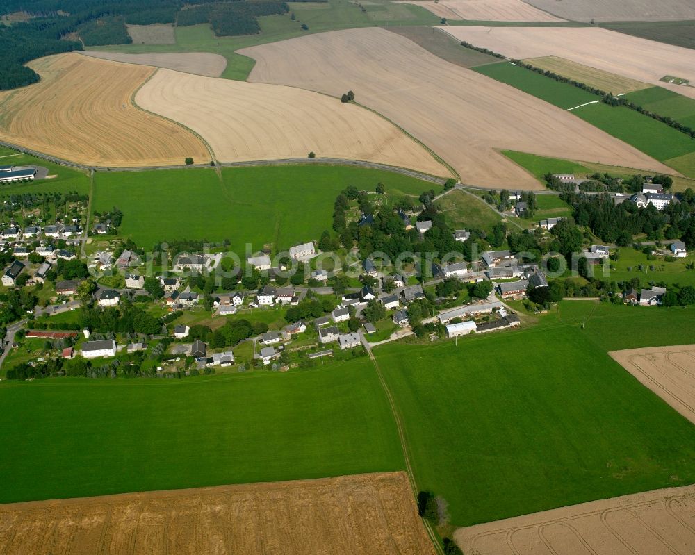 Aerial image Nassau - Agricultural land and field boundaries surround the settlement area of the village in Nassau in the state Saxony, Germany