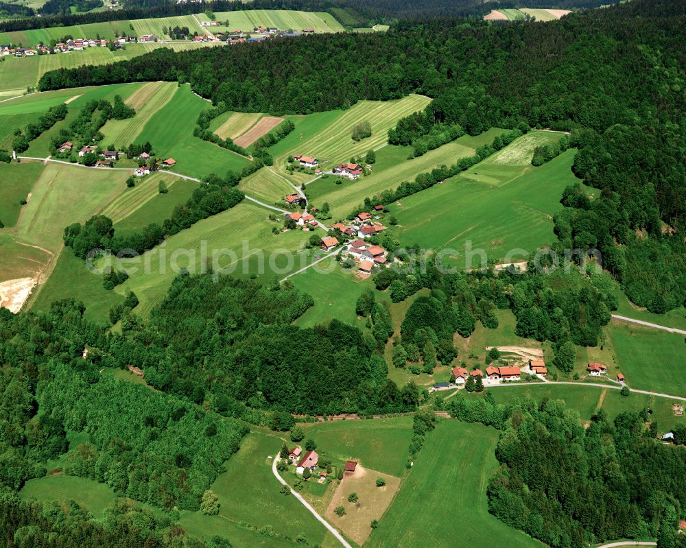 Aerial image Pittersberg - Agricultural land and field boundaries surround the settlement area of the village in Pittersberg in the state Bavaria, Germany