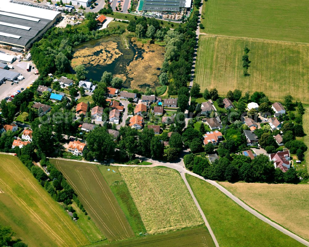Aerial image Rottenburg am Neckar - Agricultural land and field boundaries surround the settlement area of the village in Rottenburg am Neckar in the state Baden-Wuerttemberg, Germany