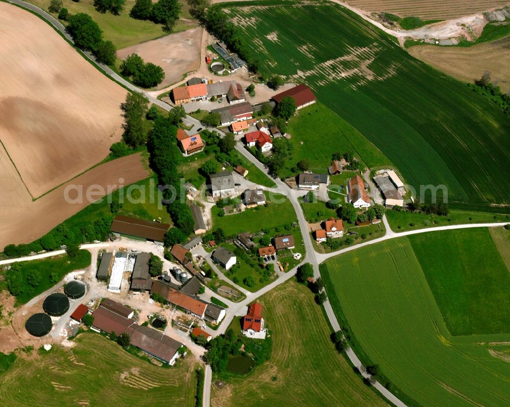 Aerial photograph Sankt Ulrich - Agricultural land and field boundaries surround the settlement area of the village in Sankt Ulrich in the state Bavaria, Germany