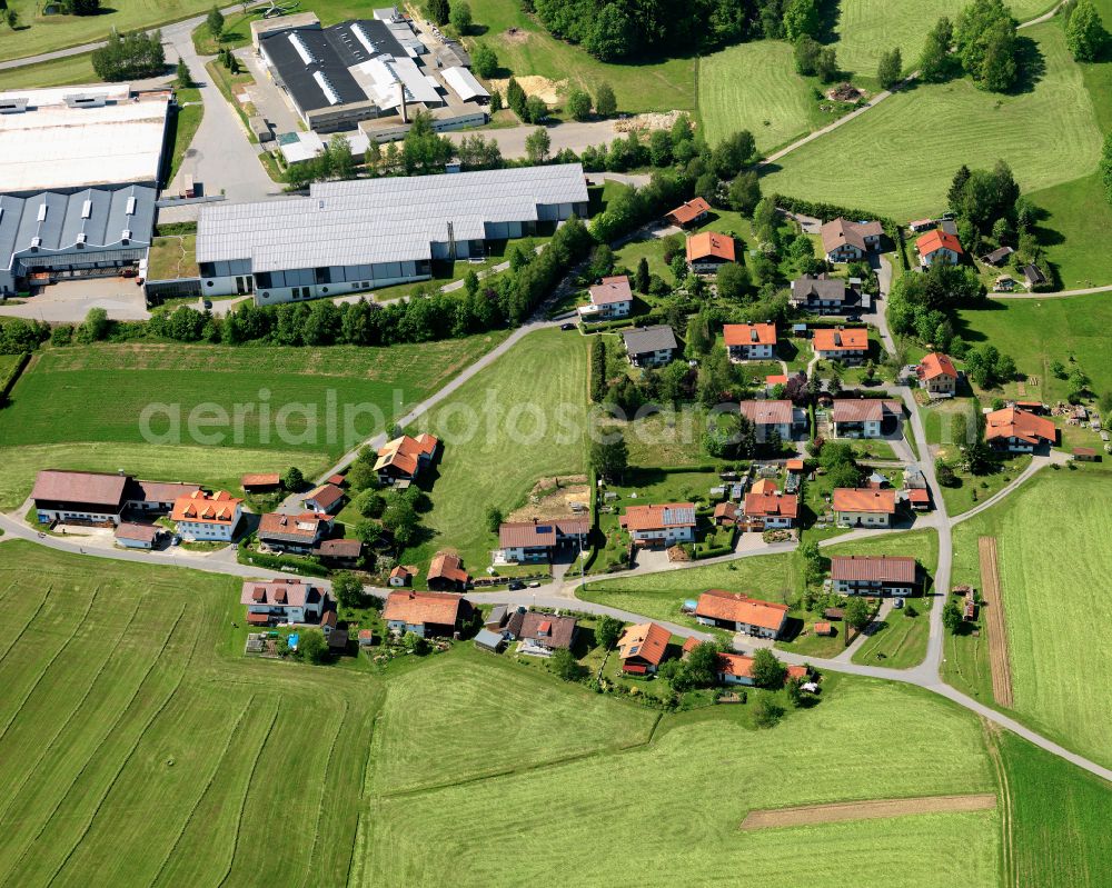 Aerial image Speltenbach - Agricultural land and field boundaries surround the settlement area of the village in Speltenbach in the state Bavaria, Germany