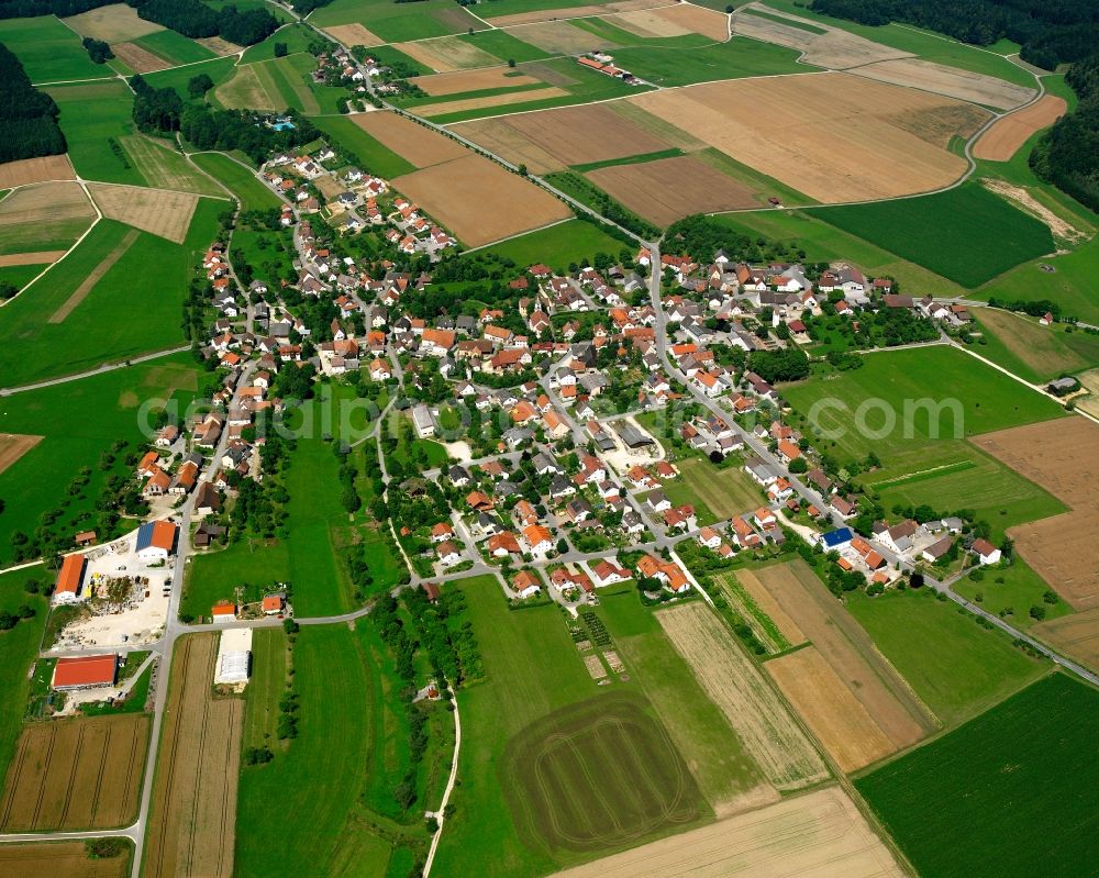 Aerial image Thalheim - Agricultural land and field boundaries surround the settlement area of the village in Thalheim in the state Baden-Wuerttemberg, Germany