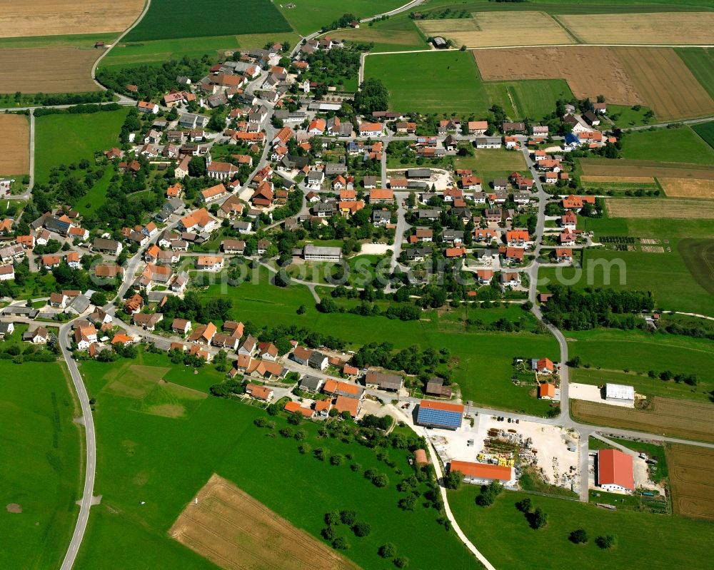 Aerial photograph Thalheim - Agricultural land and field boundaries surround the settlement area of the village in Thalheim in the state Baden-Wuerttemberg, Germany