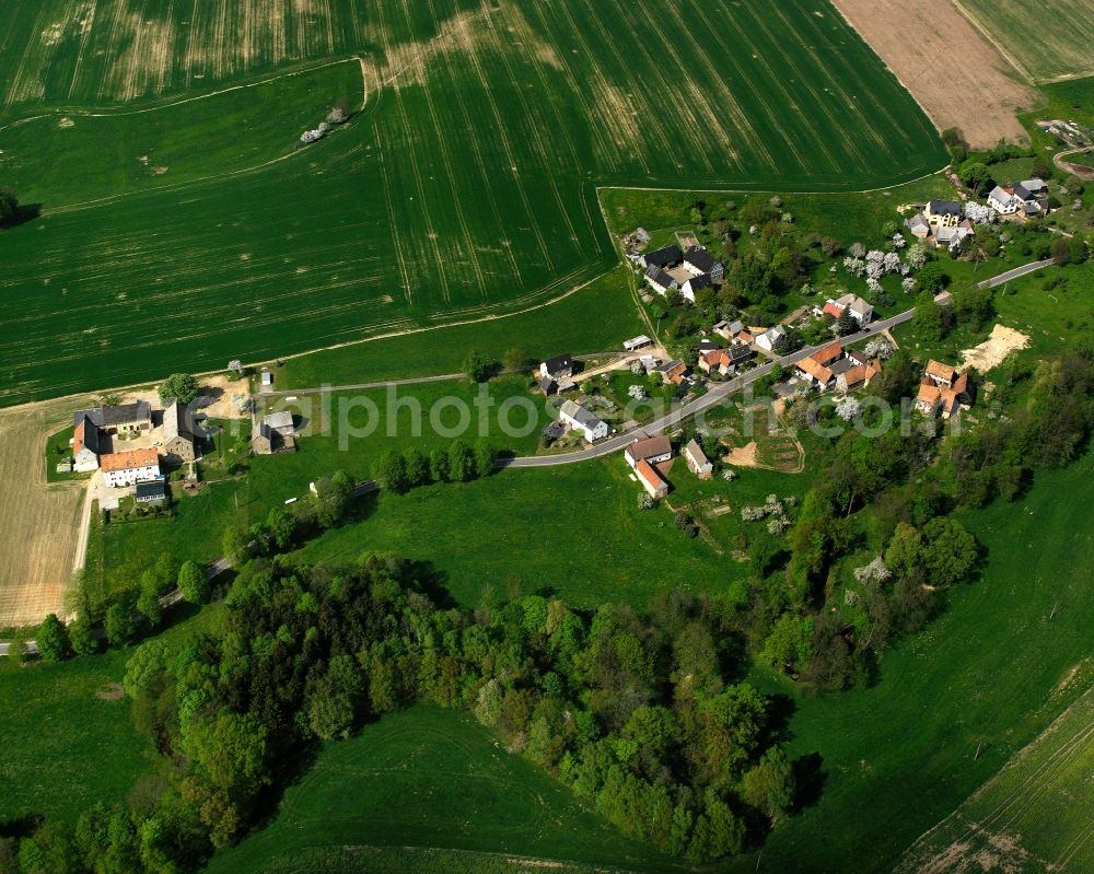Aerial photograph Thalheim - Agricultural land and field boundaries surround the settlement area of the village in Thalheim in the state Saxony, Germany