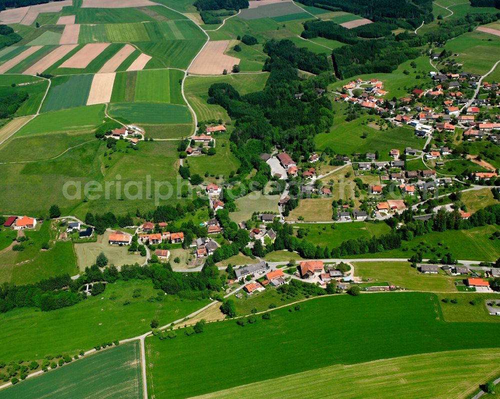 Aerial image Unteralpfen - Agricultural land and field boundaries surround the settlement area of the village in Unteralpfen in the state Baden-Wuerttemberg, Germany