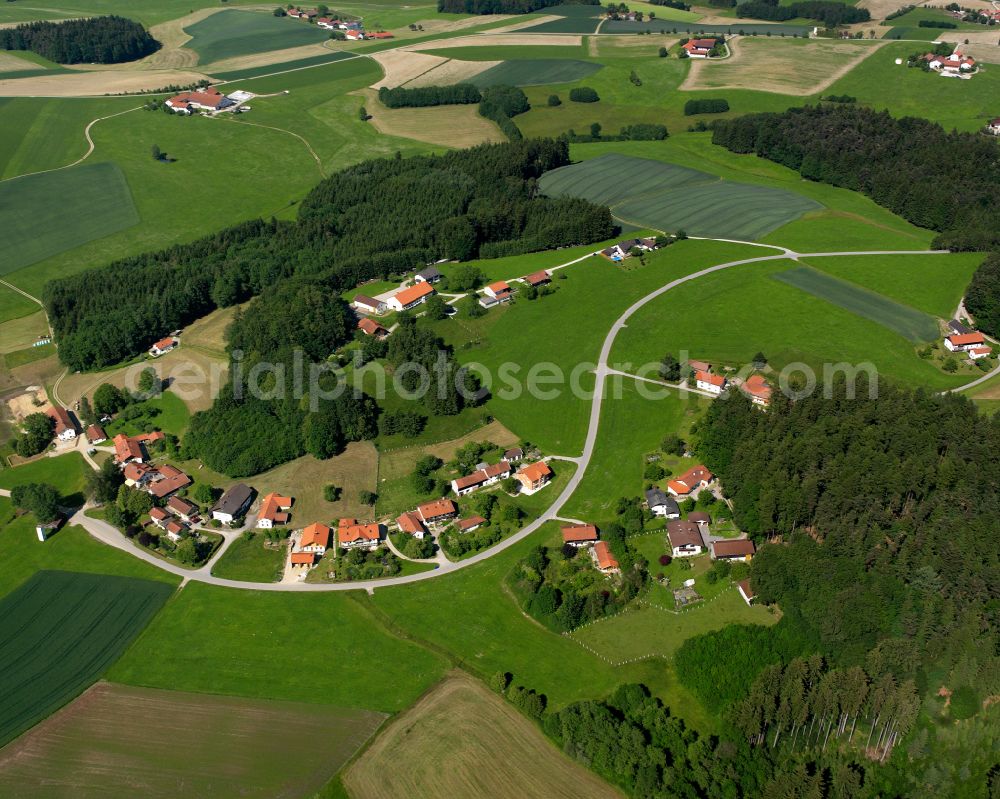 Aerial image Waldberg - Agricultural land and field boundaries surround the settlement area of the village in Waldberg in the state Bavaria, Germany