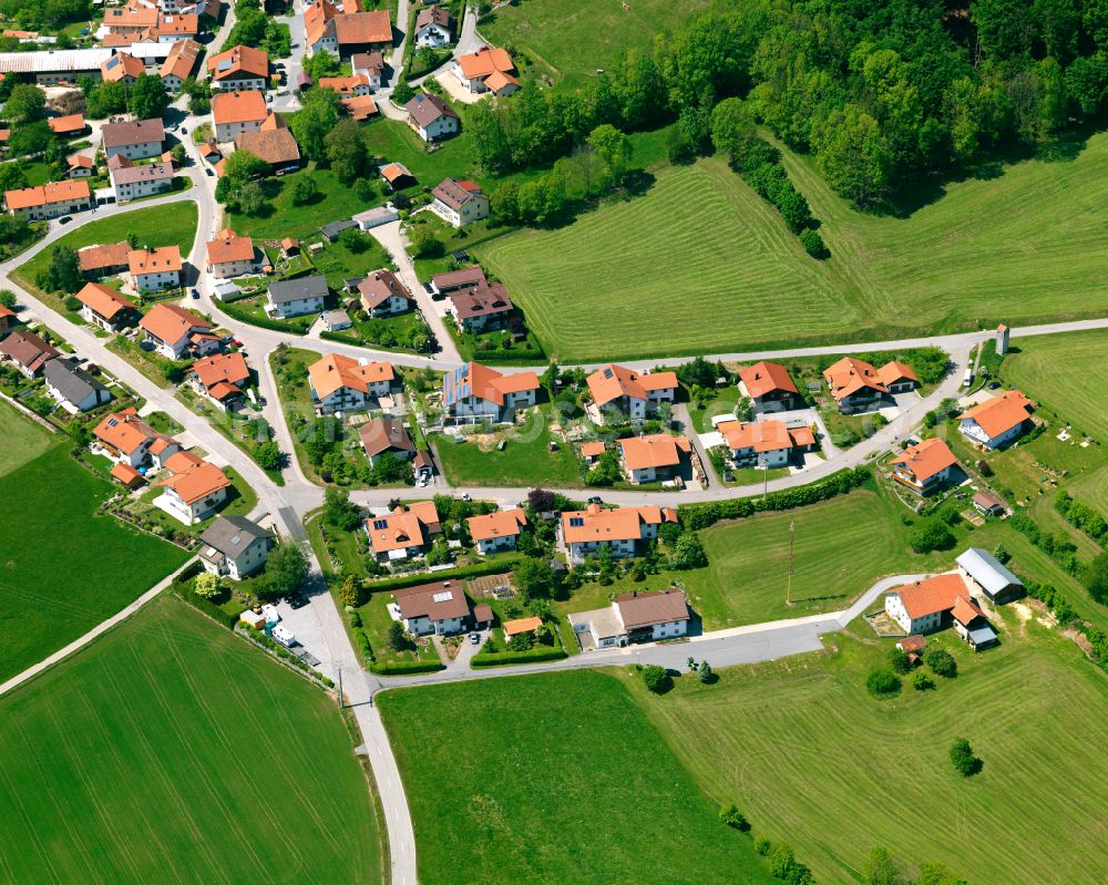 Aerial image Wollaberg - Agricultural land and field boundaries surround the settlement area of the village in Wollaberg in the state Bavaria, Germany