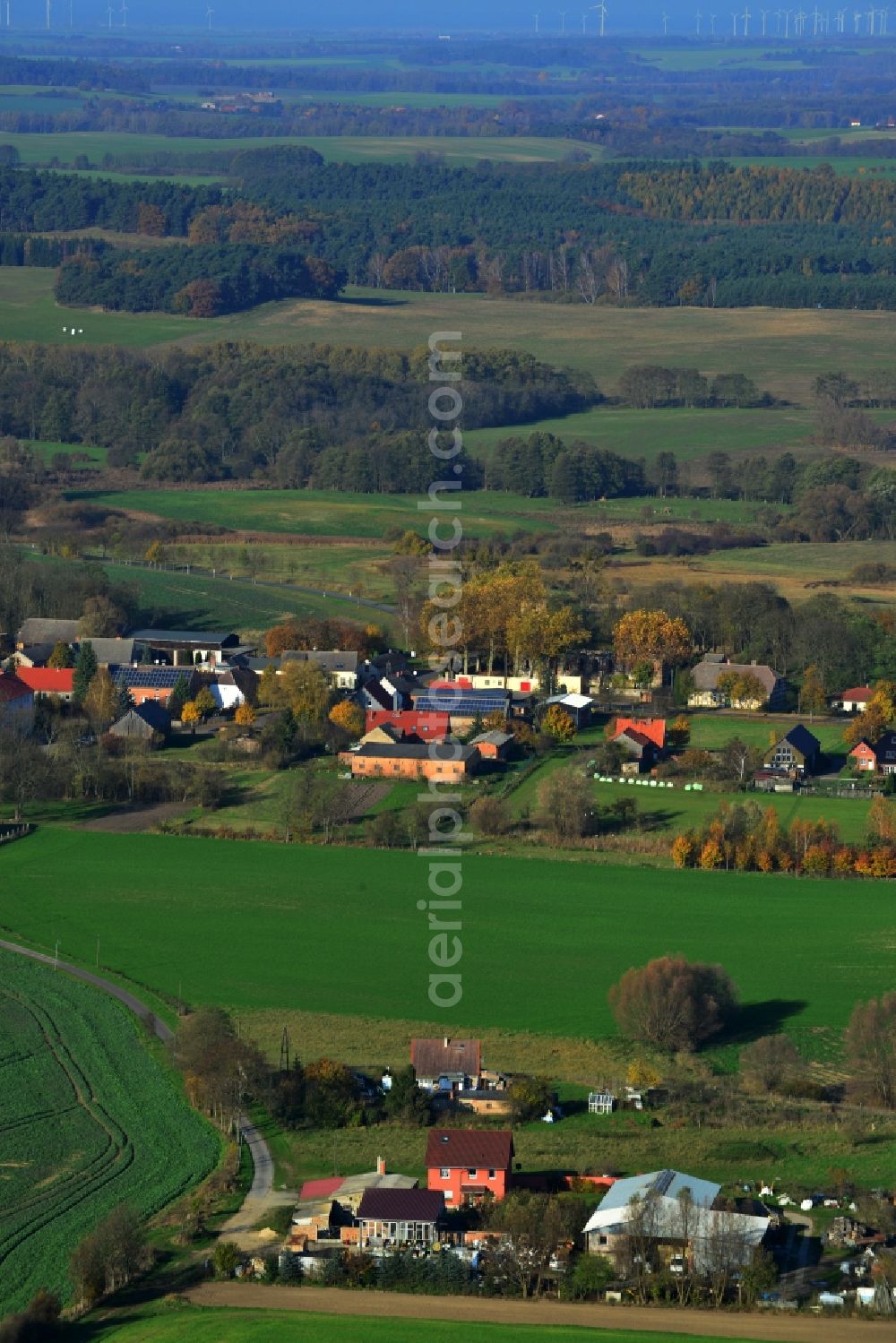 Flieth-Stegelitz from above - Village core Flieth-Stegelitz in Brandenburg
