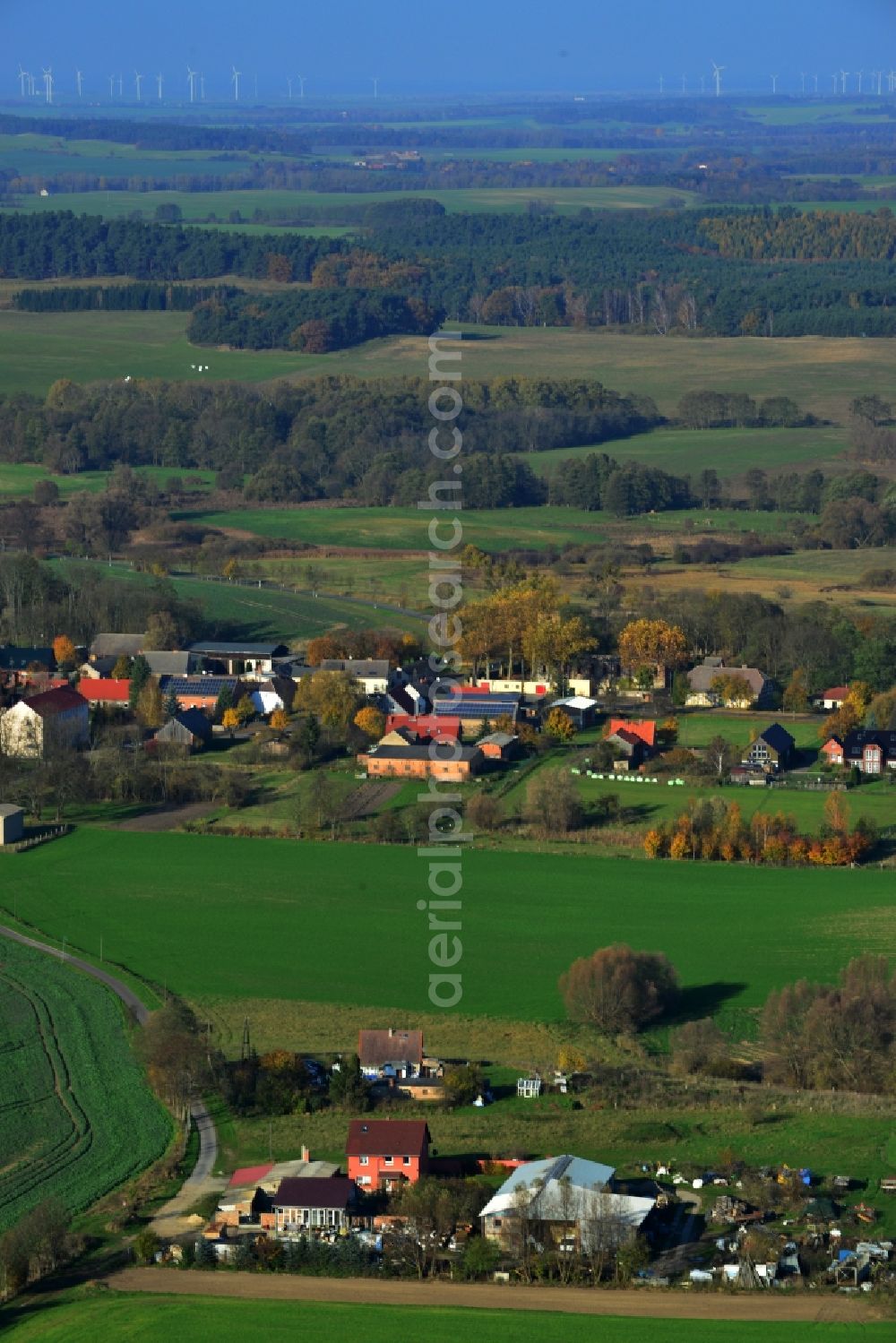 Flieth-Stegelitz from the bird's eye view: Village core Flieth-Stegelitz in Brandenburg
