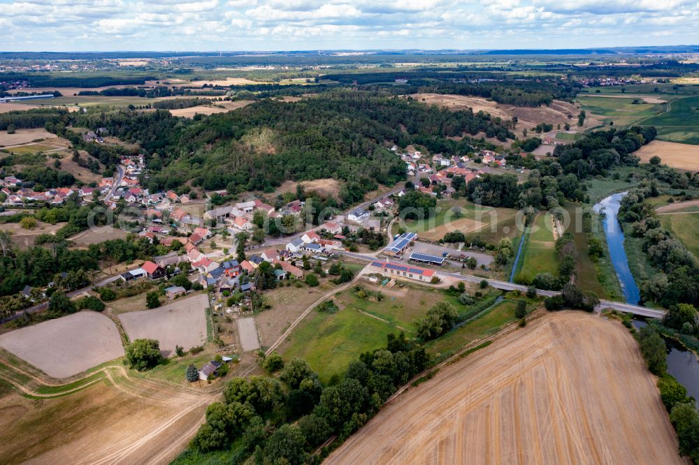 Gabow from above - Village on the river bank areas Alte Oder in Gabow in the state Brandenburg, Germany