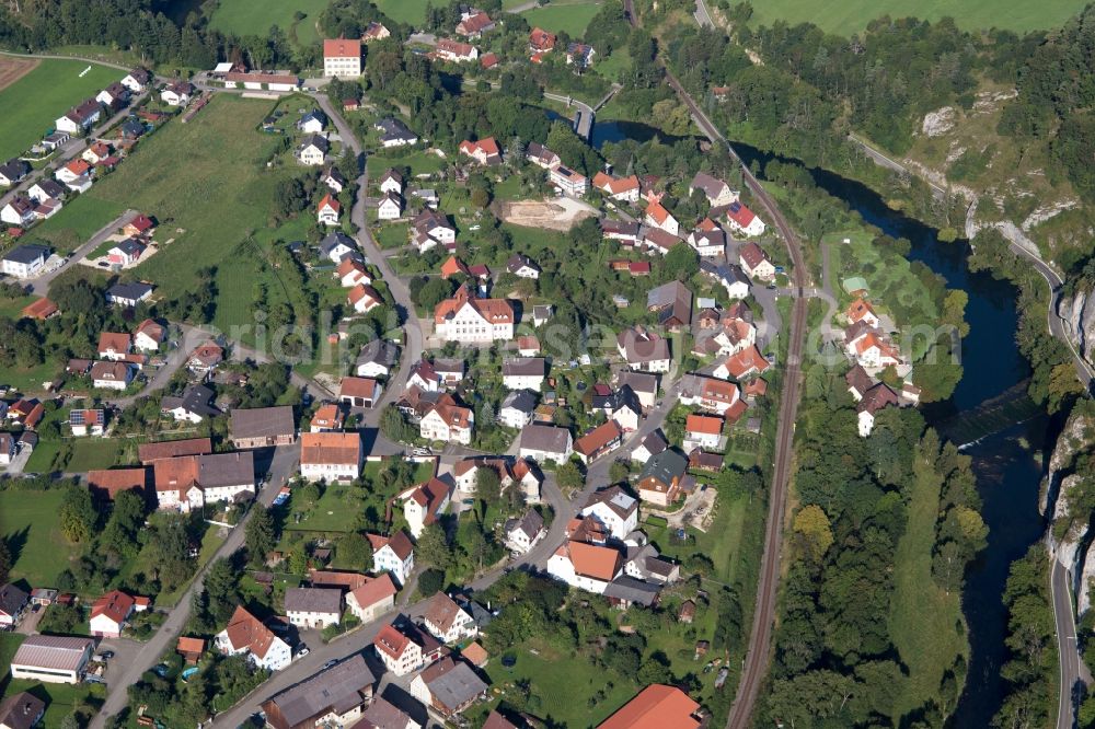 Aerial photograph Sigmaringen - Village on the river bank areas of the river Danube in the district Gutenstein in Sigmaringen in the state Baden-Wuerttemberg, Germany