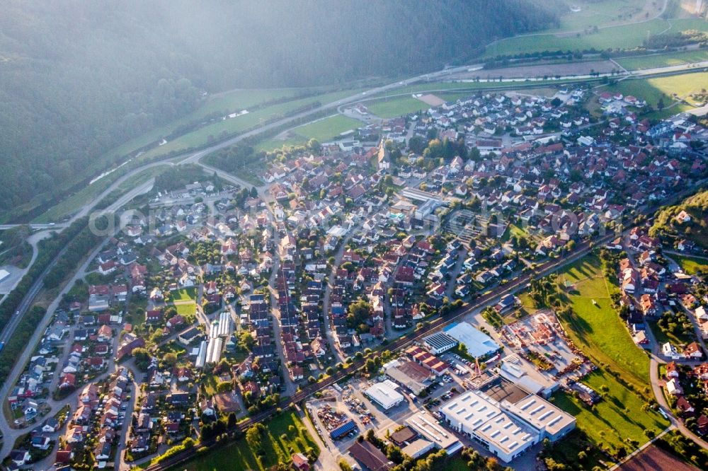 Steinach from the bird's eye view: Village on the river bank areas of the Kinzig river in Steinach in the state Baden-Wurttemberg, Germany
