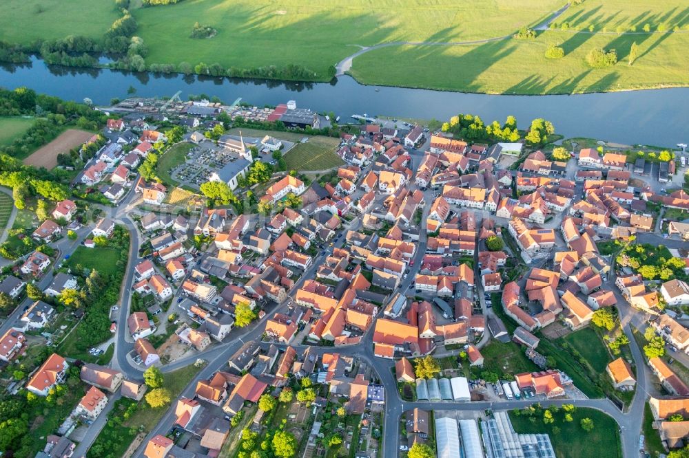 Aerial image Wipfeld - Village on the river bank areas of the Main river in Wipfeld in the state Bavaria, Germany