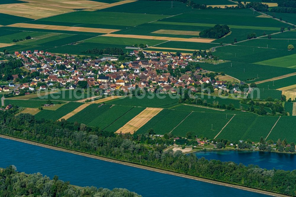 Aerial image Schoenau - Village on the river bank areas in Schoenau in Grand Est, France