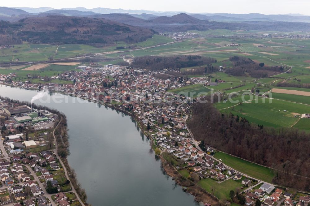 Wallbach from above - Village on the river bank areas in Wallbach in the canton Aargau, Switzerland