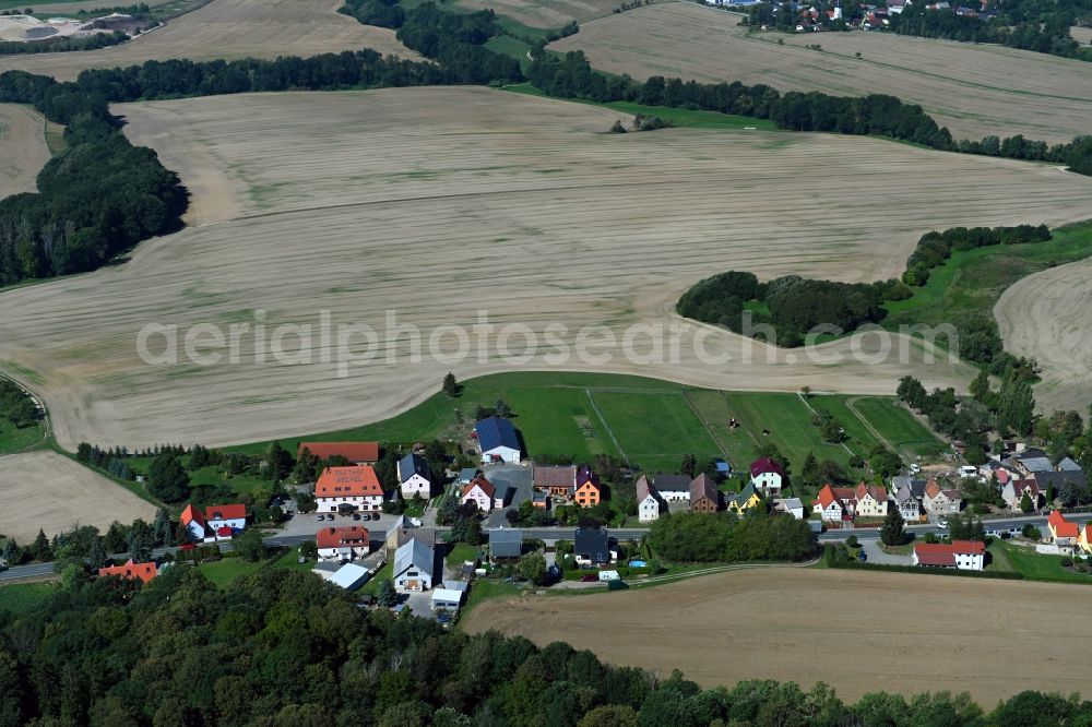 Aerial image Giebelroth - Agricultural land and field borders surround the settlement area of the village in Giebelroth in the state Saxony-Anhalt, Germany